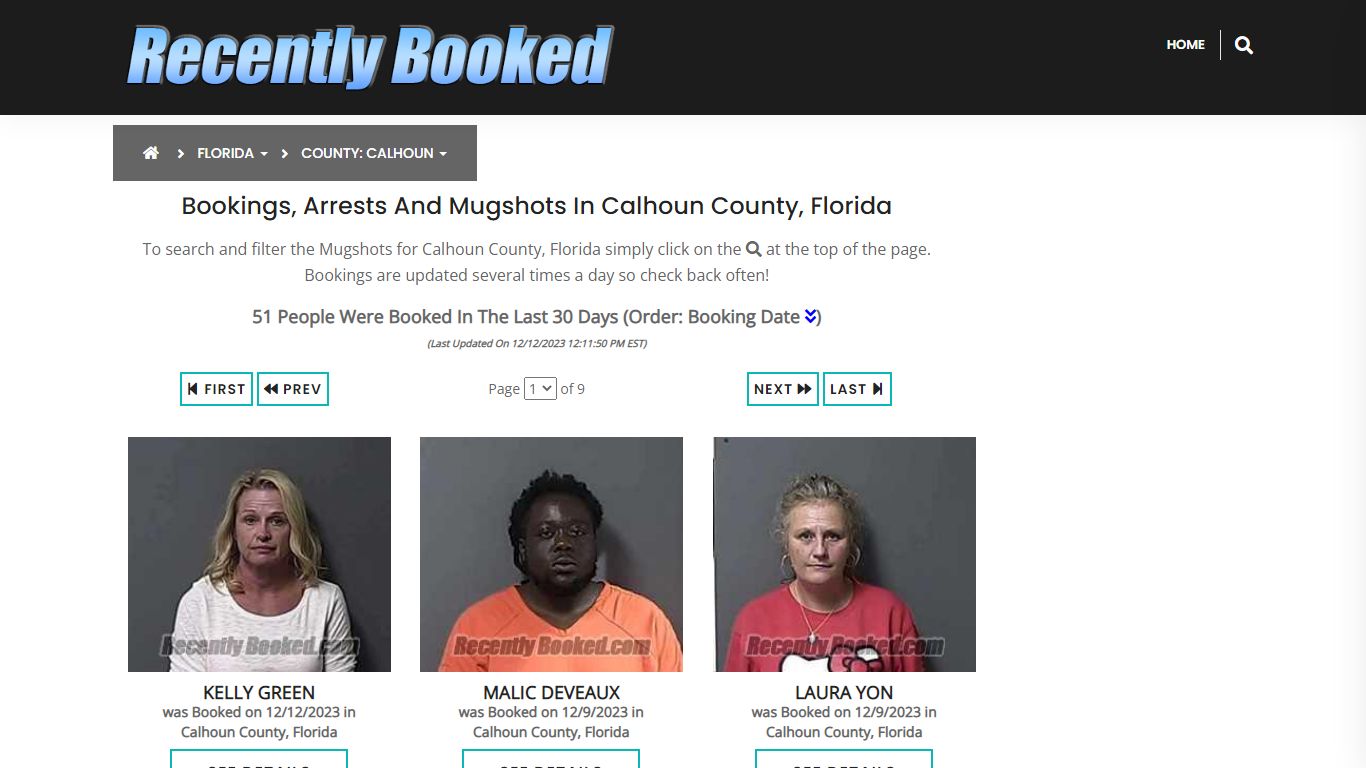 Recent bookings, Arrests, Mugshots in Calhoun County, Florida